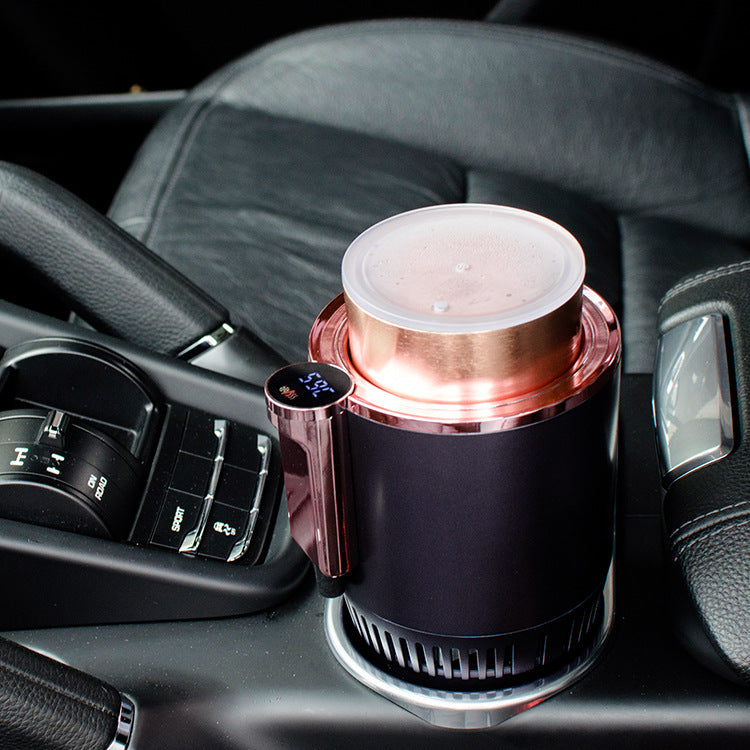 2-in-1 Smart Car Cup Holder: 12V Heating & Cooling with Digital Temperature Display