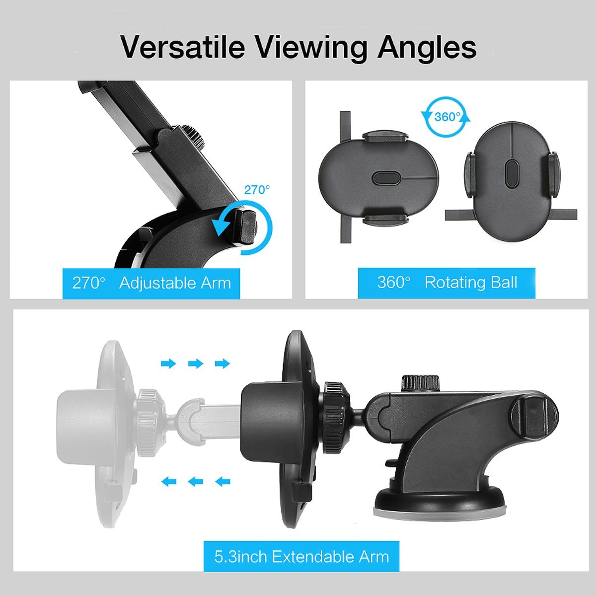 Adjustable Telescopic Car Phone Holder: Suction Cup Dashboard Mount