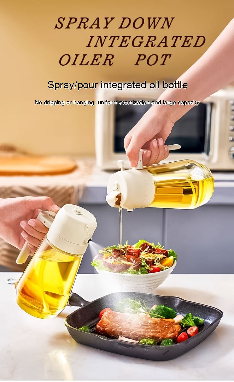 2-in-1 Glass Olive Oil Sprayer Dispenser: 470ML for Cooking, BBQ, and Air Fryer