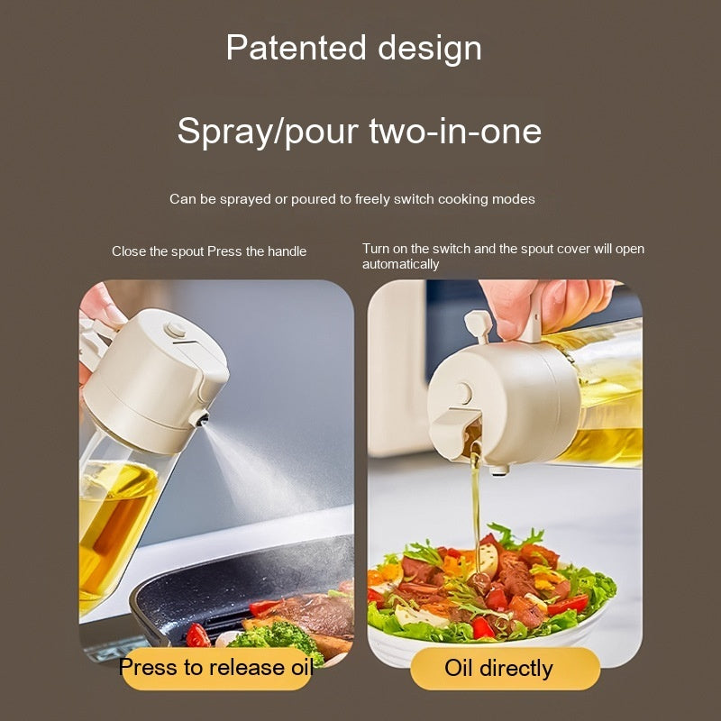 2-in-1 Glass Olive Oil Sprayer Dispenser: 470ML for Cooking, BBQ, and Air Fryer