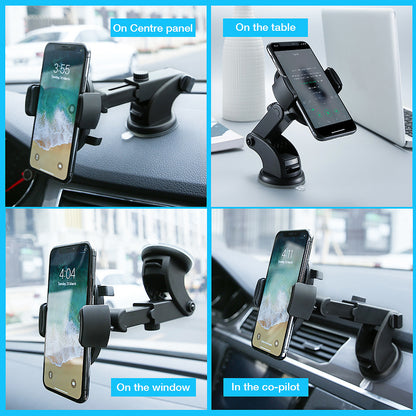 Adjustable Telescopic Car Phone Holder: Suction Cup Dashboard Mount