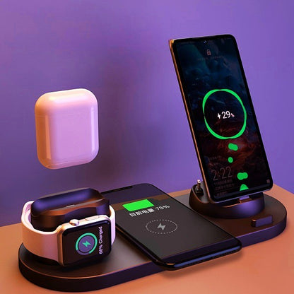 6-in-1 Wireless Charging Dock: Fast Charger for iPhone, Phone, and Watch